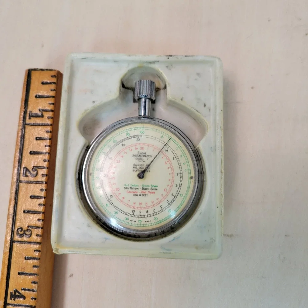 Vintage Evans Unis‎ stopwatch Model F with green and red scales